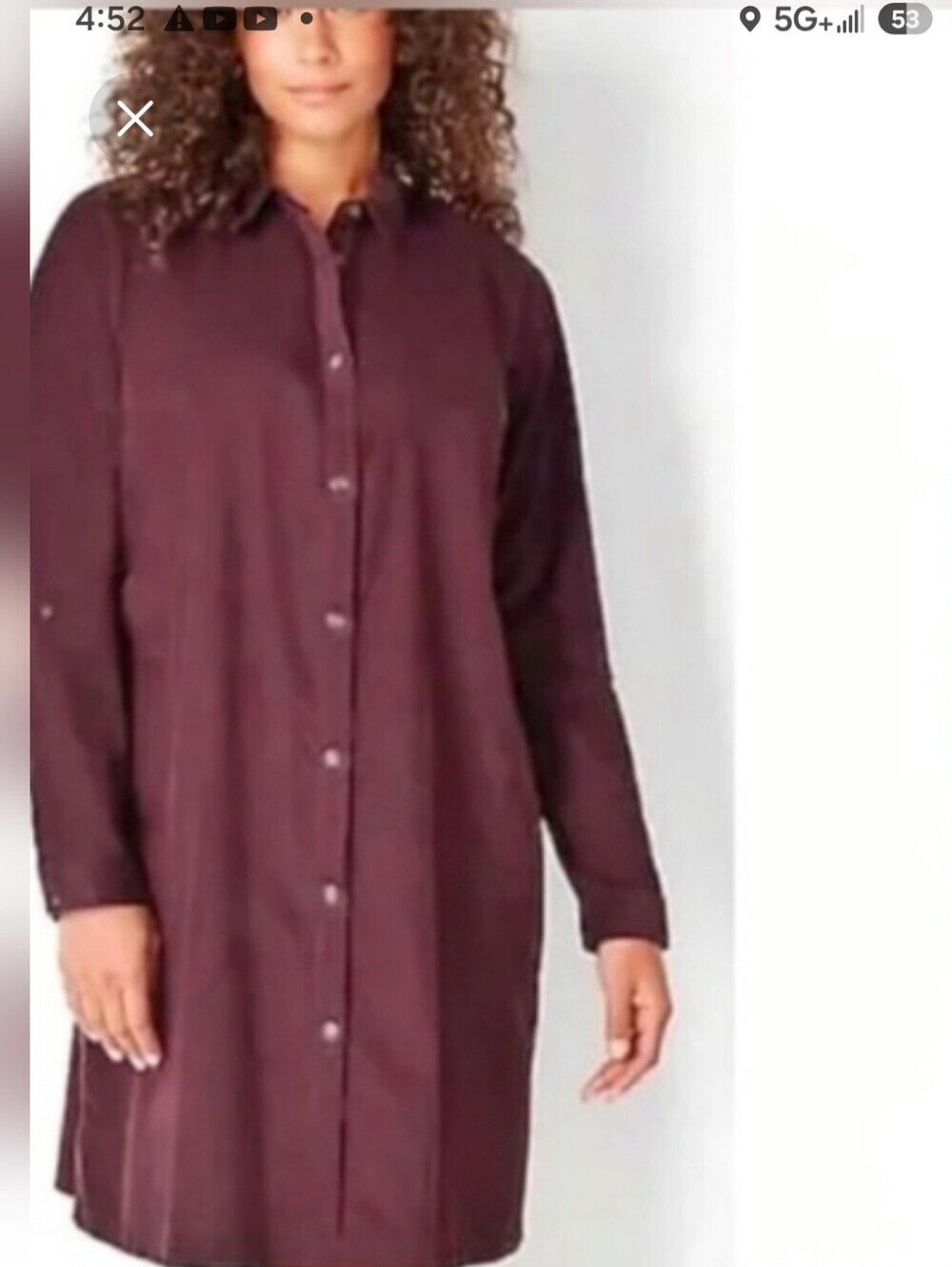 J Jill  Button Up Shirtdress w/ pockets Plum XL 3/4 Sleeves NWT NEW Dress